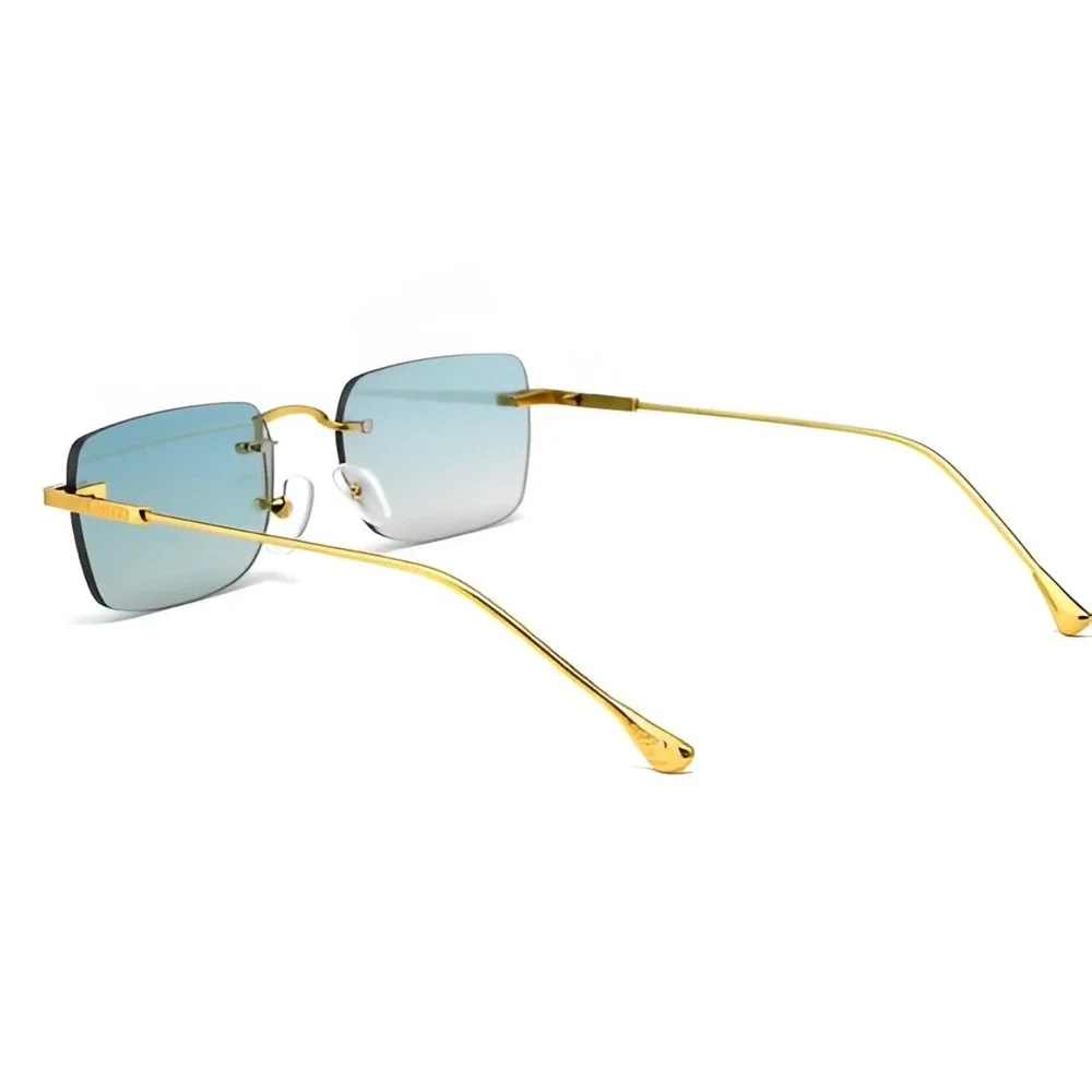 Mens Classy Sunglasses Gold Metal Frame Green‎ Lens Hip Hop Outfit UV400 Protect